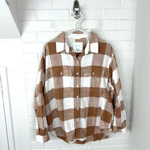 American Eagle Cotton Plaid Button Down Shirt Size M